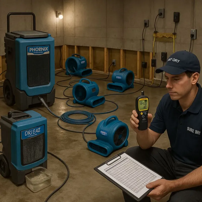 Structural Drying and Dehumidification process in Henderson, NC